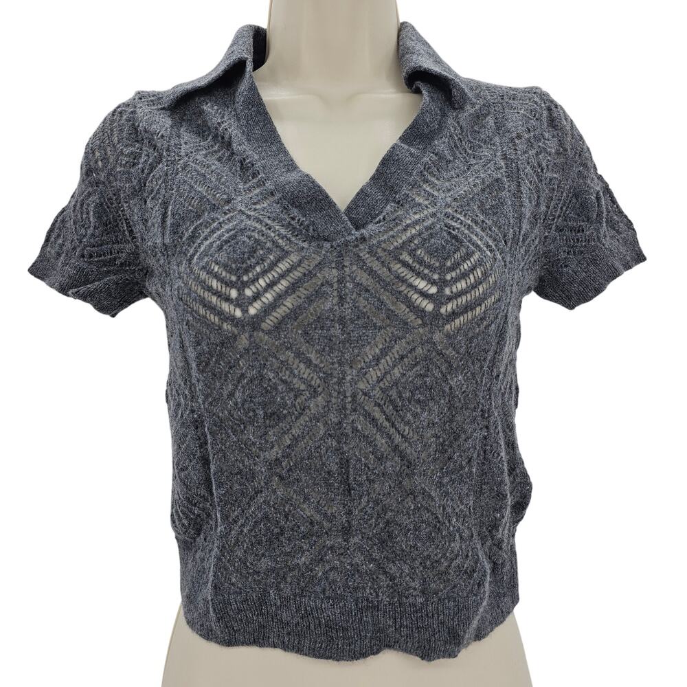 J. Crew Gray Short-Sleeve V-Neck Sweater